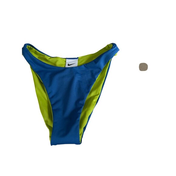 Nike Womens Reversible Swim Bottom XS Blue & Neon Green Move to Zero Bikini - Picture 1 of 12